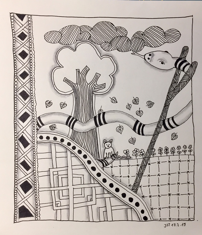 17.02.2019 Zentangle Baum mit Schlange