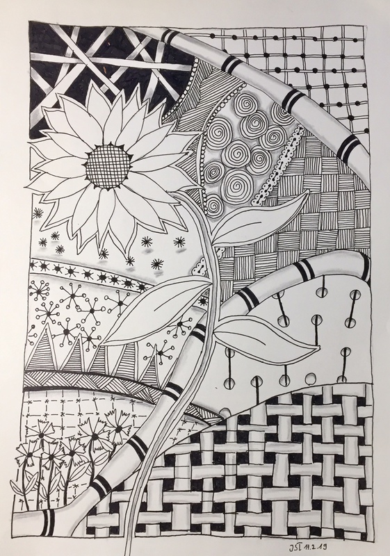 17.02.2019 - Zentangle Sonnenblume