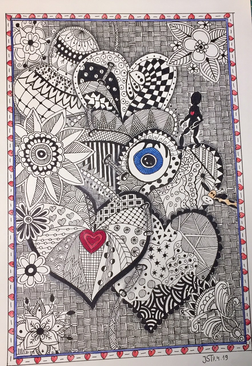 07.04.2019 - Zentangle Herzen