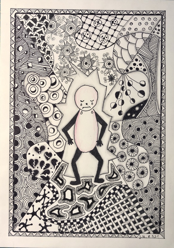 08.05.2021 - Zentangle trauriges Kind