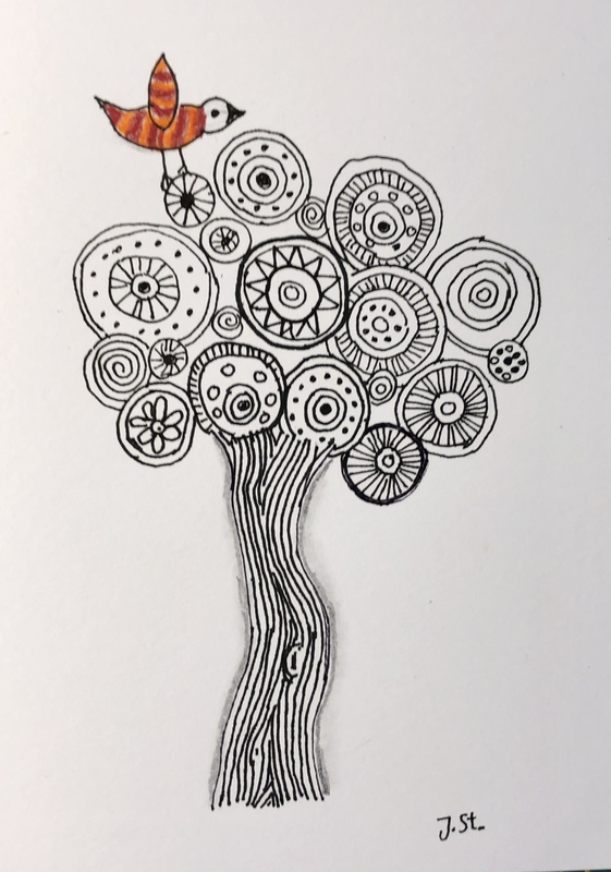 10.06.2021 - Zentangle Postkarte DinA 6 Baum