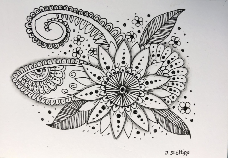 10.06.2021 - Zentangle Blumen Postkarte DinA 6