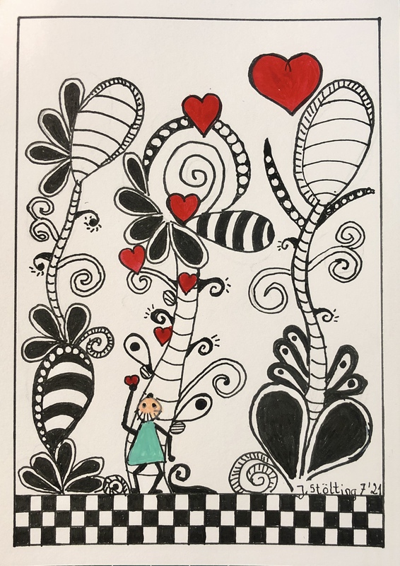 14.07.2021 - Zentangle Postkarte DinA 6