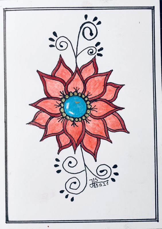 25.09.2021 - Zentangle Karte Blumen