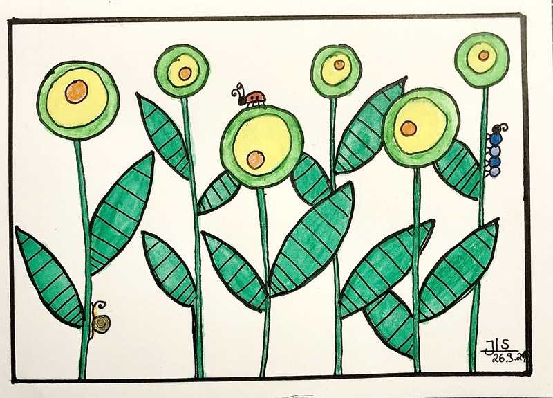 26.09.2021 - Zentangle Karte Blumen