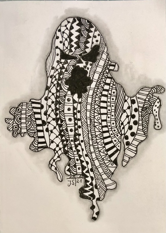18.10.2021 - Zentangle Helloween Postkarte